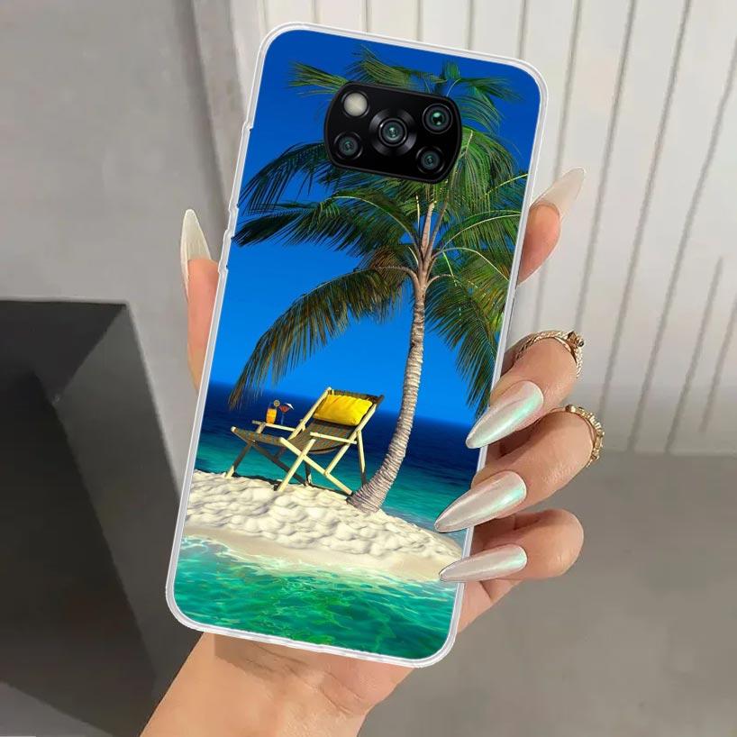 Summer Beach Sunset Sea Palm Tree Phone Case for Xiaomi Poco X5 X6 X7 Pro F7 Ultra M7 Redmi 15 15C 13 13C 12 12C 10 10A 10C 9 9A