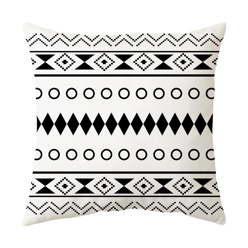 Black and White Simple Geometric Line Printing Pattern Cushion Cover Home Living Room Sofa Decoration Pillow Pillow Cover