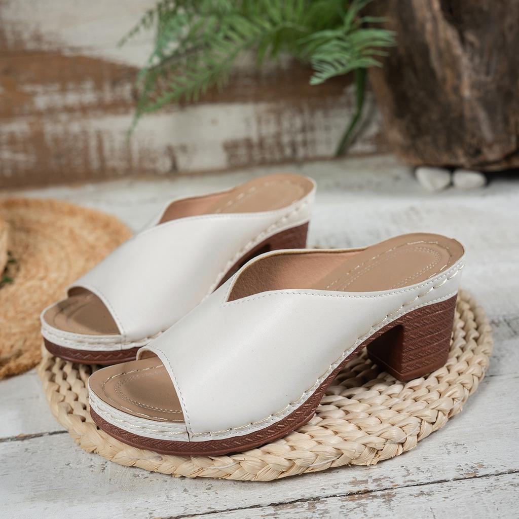 Fashion Women High Heels Sandals 2025 Summer New Sandals Women Fashion Soft Platform Shoes Ladies Chunky Heels Buckle Designer Slippers