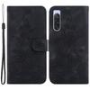 For Sony Xperia 10 V Shockproof PU Leather Phone Case Imprinted Lily Flower Cover Wallet Stand Shell