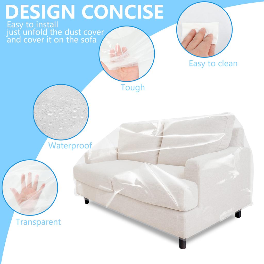 Waterproof Sofa Cover PE Transparent Furniture Dustproof Covers 1/2/3/4 Seat Couch Protection Cover Cat Dog Scratch Protector