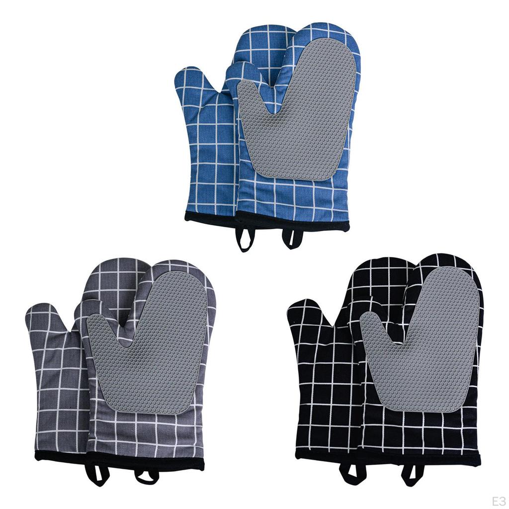 Heat Resistant Oven Gloves Kitchen Mitts Multipurpose 18x28cm, Easy to Use ,Splicing Silicone