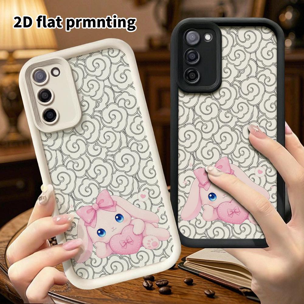 Phone Case: 2D Flat Samsung Galaxy A34 A35 M05 M06 S20 S22 S21 FE Plus 5G Protective Case, Pink Lop-Eared Bunny, Christmas and Halloween Gifts