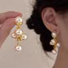 1 Pair Faux Pearls Dangle Earrings for Women, Gold Plated Grape Cluster Drop Earrings, Prom Wedding Bridal Jewelry