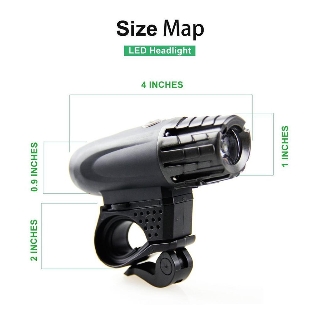 USB Rechargeable Bright LED Bicycle Bike Front Headlight and Rear Tail Light Set