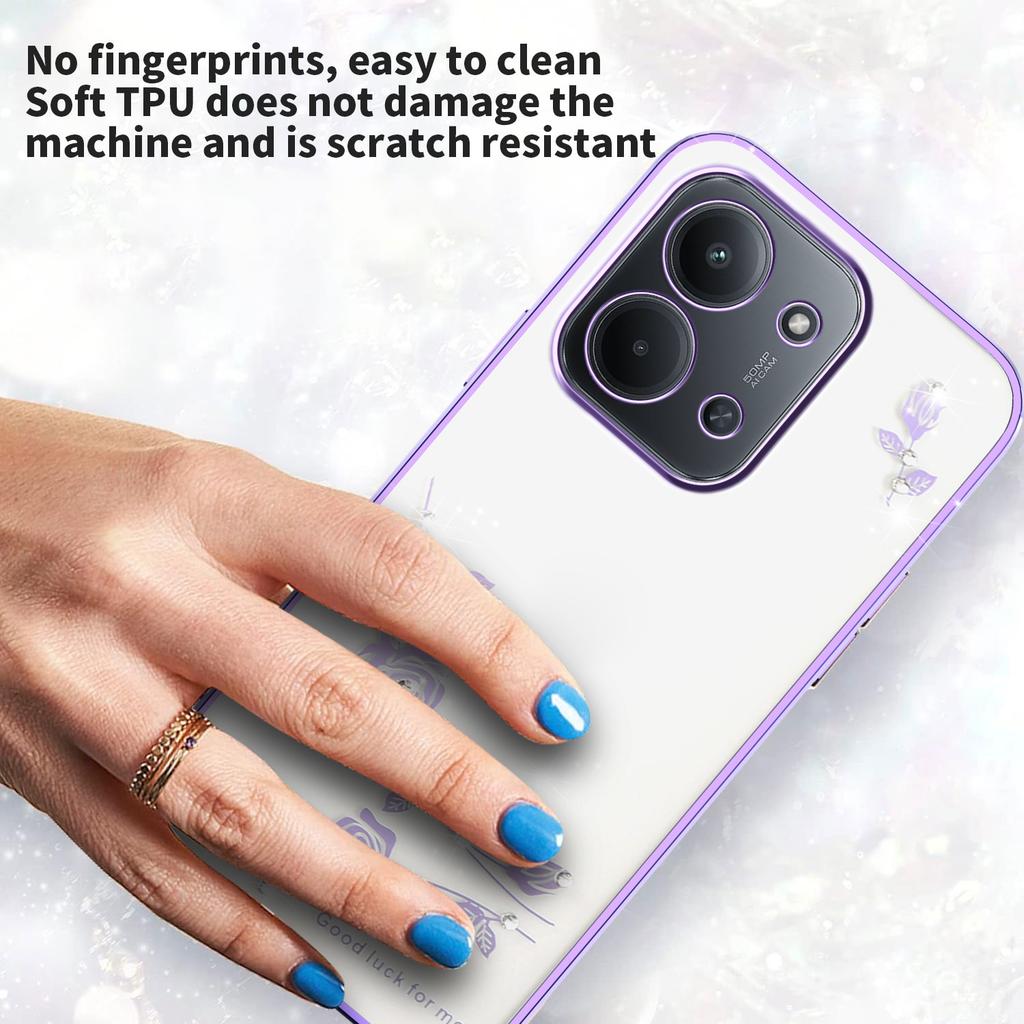 For Xiaomi Redmi 15C 4G (Global) (171mm) Case Flower Rhinestone Decor TPU Phone Cover