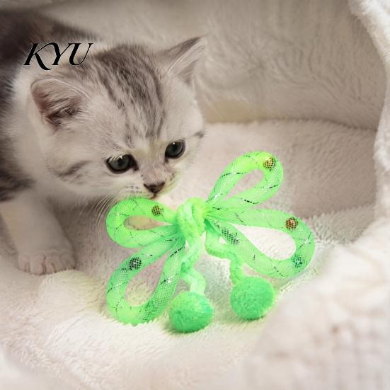 Soft Lightweight Cat Kicker Toys Mesh Tube Toy, Butterfly Shape Interactive Chew Toy with Bells Indoor Exercise And Plush Balls, Flexible for