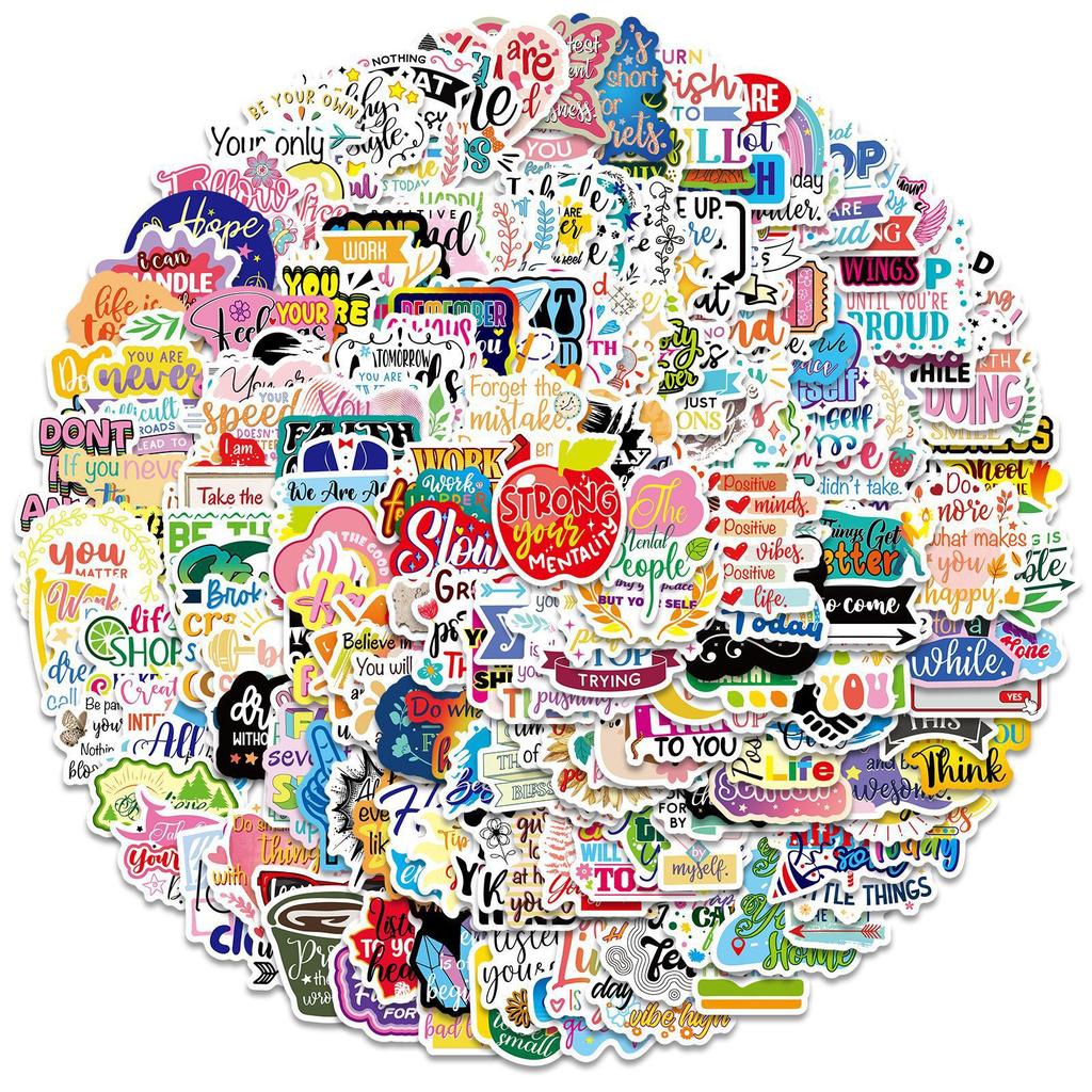 200 Creative Illustrations In English Motivational Passionate Phrases Stickers Decorative Folders, Pencil Case Refrigerators