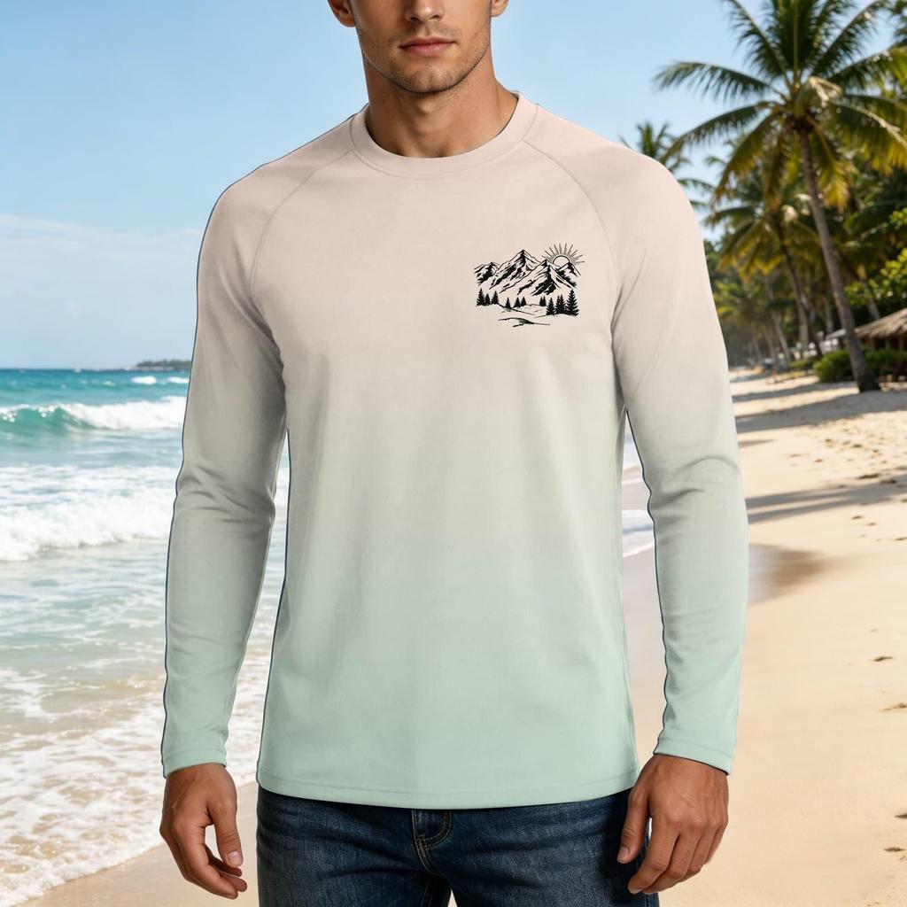 Men's Long Sleeve Outdoor Shirt UPF50 Plus Sun Protection Breathable Lightweight Loose Fit Summer Casual Top