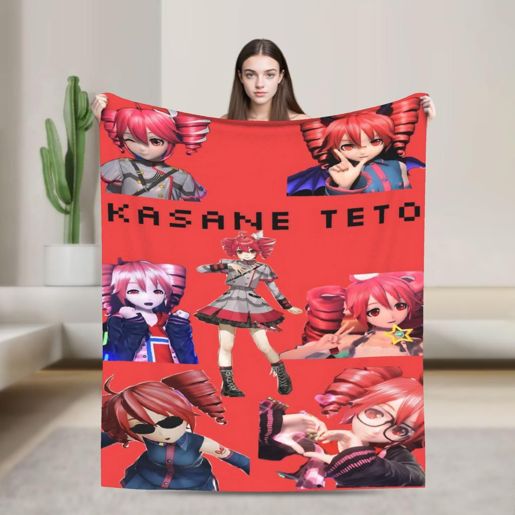 Pearto Poteto Anime Kasane Teto Virtual Singer Blanket Warm Soft Plush Bedding Throws For Home Decor Flannel Bedspread Bed Cover