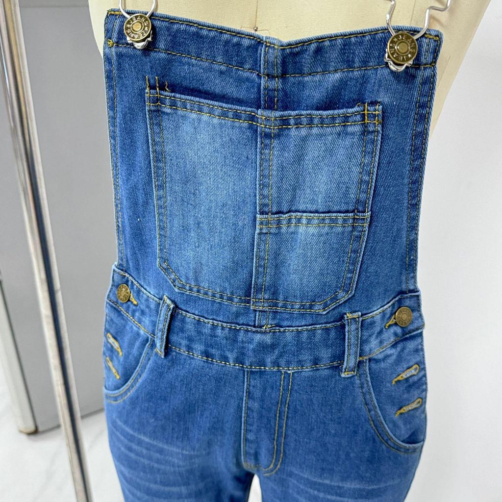 Vintage Street Style Washed Loose Fit Women's Denim Overalls for Autumn/Winter