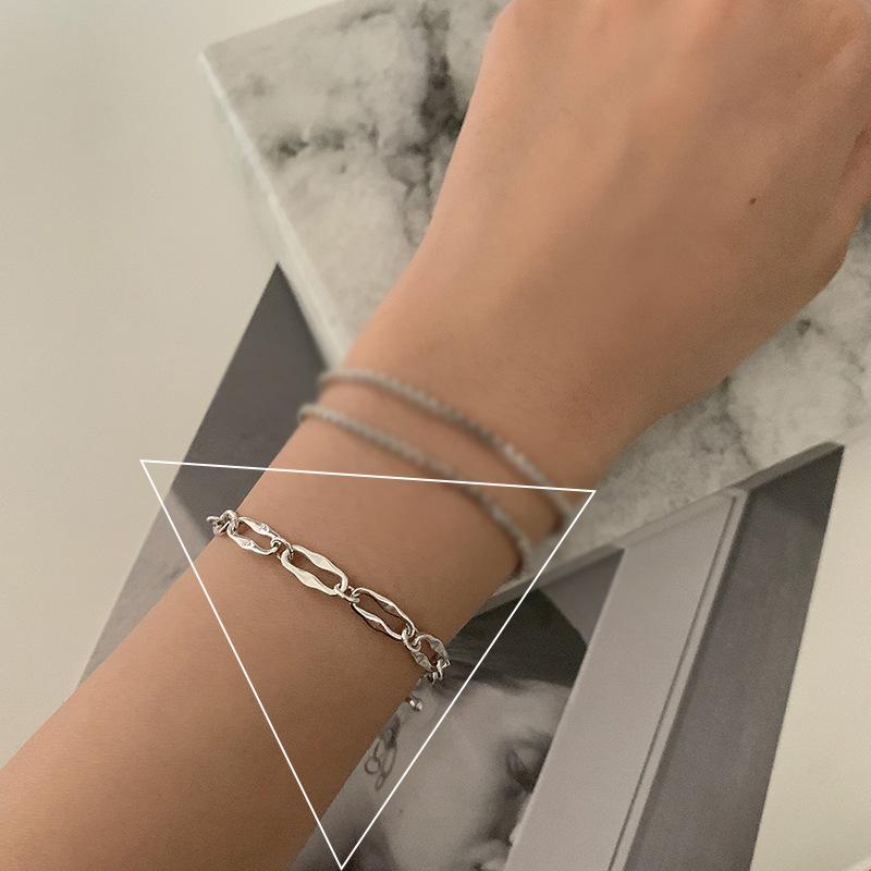 Korean Retro Round Bead Bracelet Women 925 Silver Letter H - Trendy Student Jewelry Plated Thai Silver