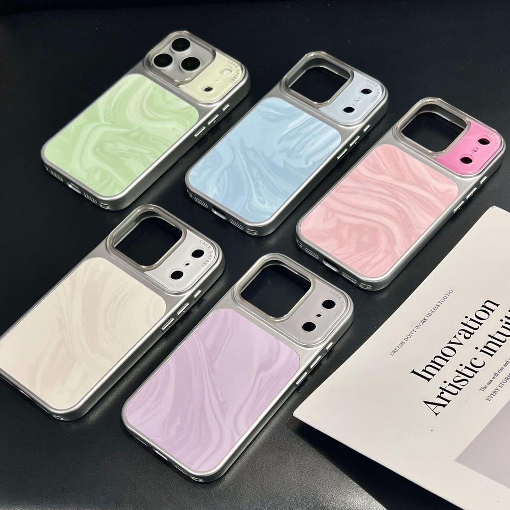 Premium Silber Wasserwellen Hülle für iPhone 14/15/16/17 Pro Max