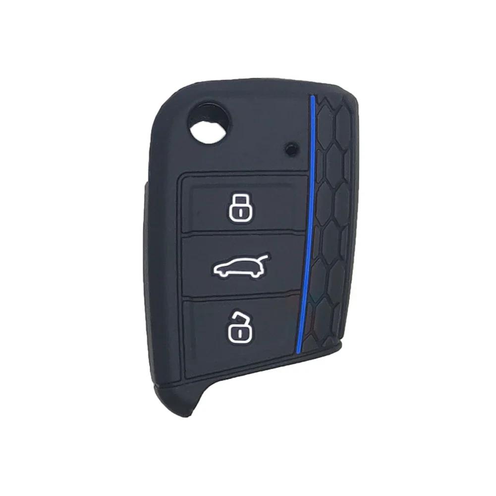 Car Key Cover Case Silicone Shell For VW Golf 7 MK7 VII Tiguan Polo Skoda Octavia A7 Kodiaq Seat Ateca Leon 3 Button