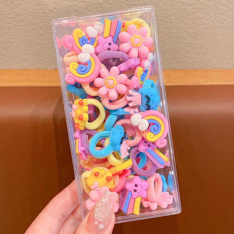 

20 шт. Детские резинки для волос для хвостиков, резинки для волос, скрабчики, детские аксессуары для волос для женщин, девочек, мультяшные эластичные резинки для волос