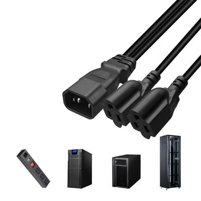 IEC320 C14 Stecker männlich auf 2x 5 15R Buchsen weiblich 0,3m AC Stromverlängerungskabel für Heimbüros Rechenzentren