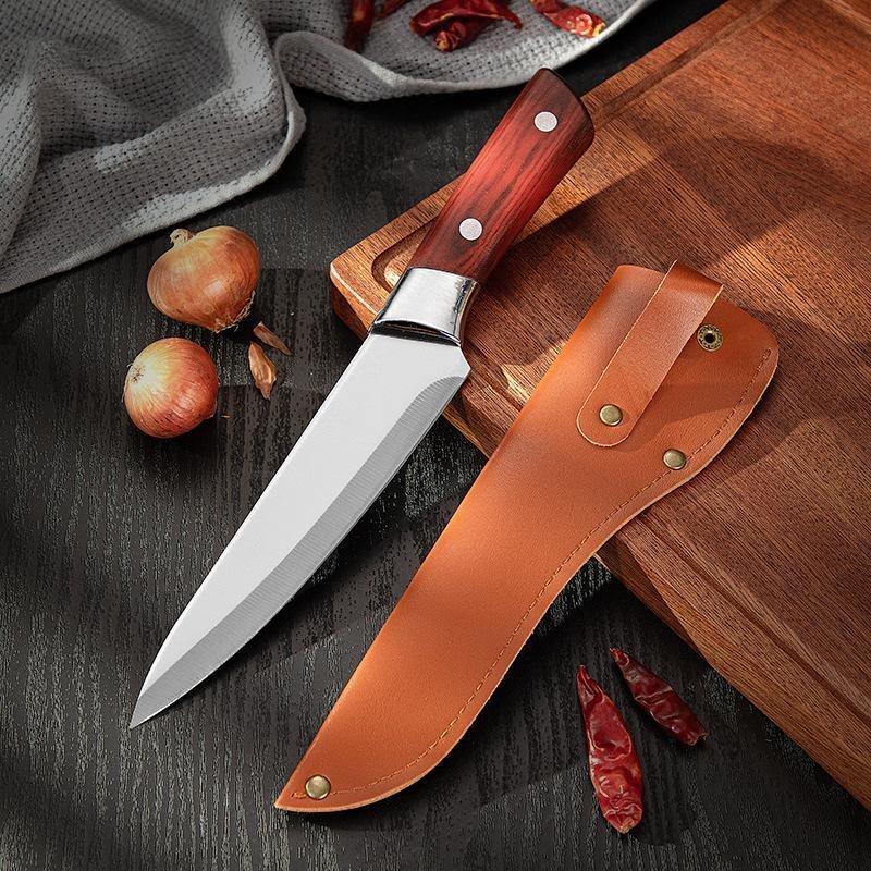 Meat Cleaver Chef Knife Stainless Steel Boning Knife Sharp Slaughtering Sheep Pig Fish Fruit Vegetable Knives with Sheath Kitchen Tool