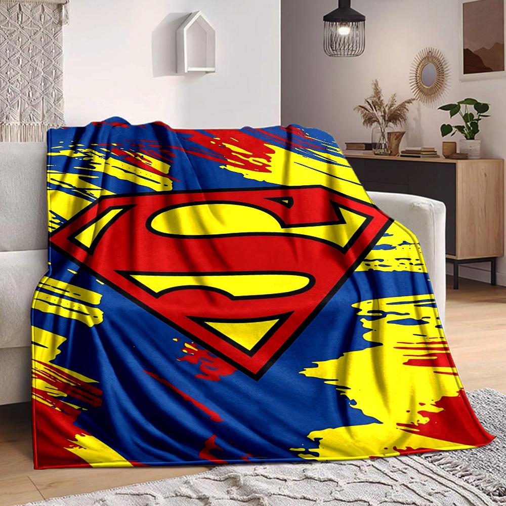 1pc Superman, Logo Blanket Polyester Fiber, All Season Comfort for Sofa, Bed, Office, Car, Camping Ideal Home Decor & Gift, Office Comfort