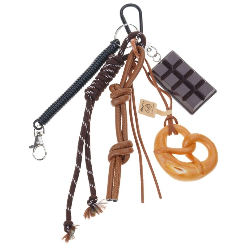 Handmade Alkaline Bread Keychain Pendant Sturdy Materials Lovely Bowknot Designs Accessory for Vehicle Interior Decoration