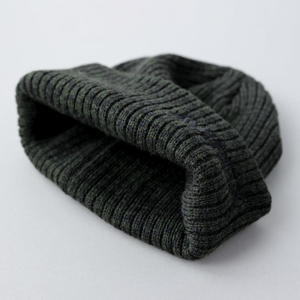 Avirex Military Tag Ribbed Knit Cap with Logo Watch Unisex Solid Needle Green Mix Custom-Made Patch, Cap, Men's Beanie, Color,