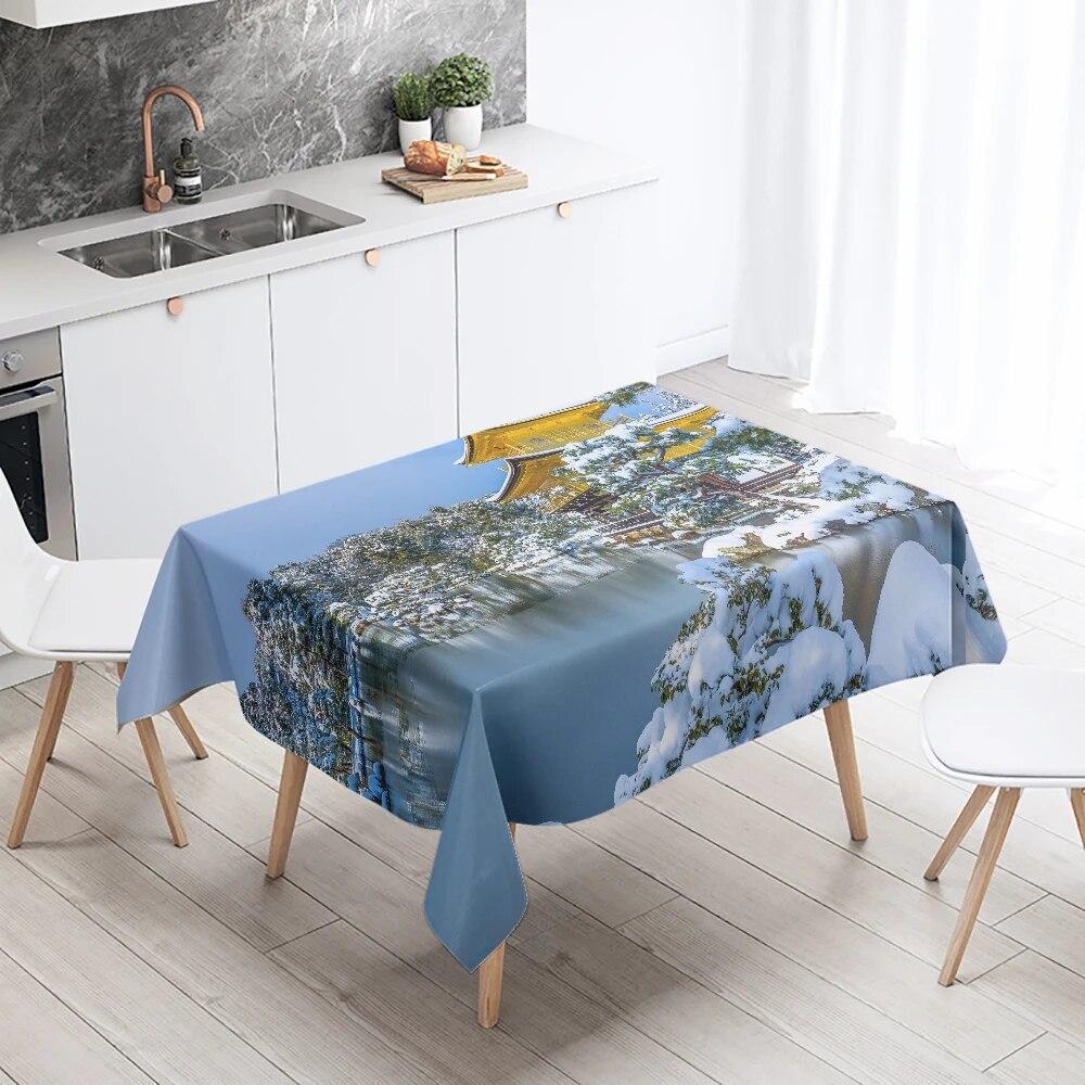 Natural Scenery Tablecloth Outdoor Camping  Anti-fouling Waterproof Rectangular  Home Table Decoration