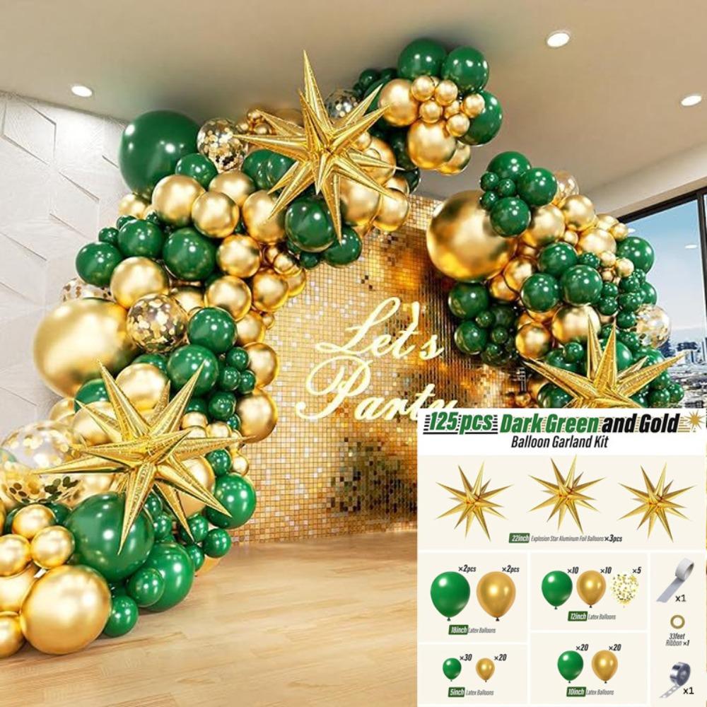 120 Pcs Birthday Balloon Garland Arch Kit Graduation Photo Props Party Decor Accessorries Venue Setup Latex Balloon Disco