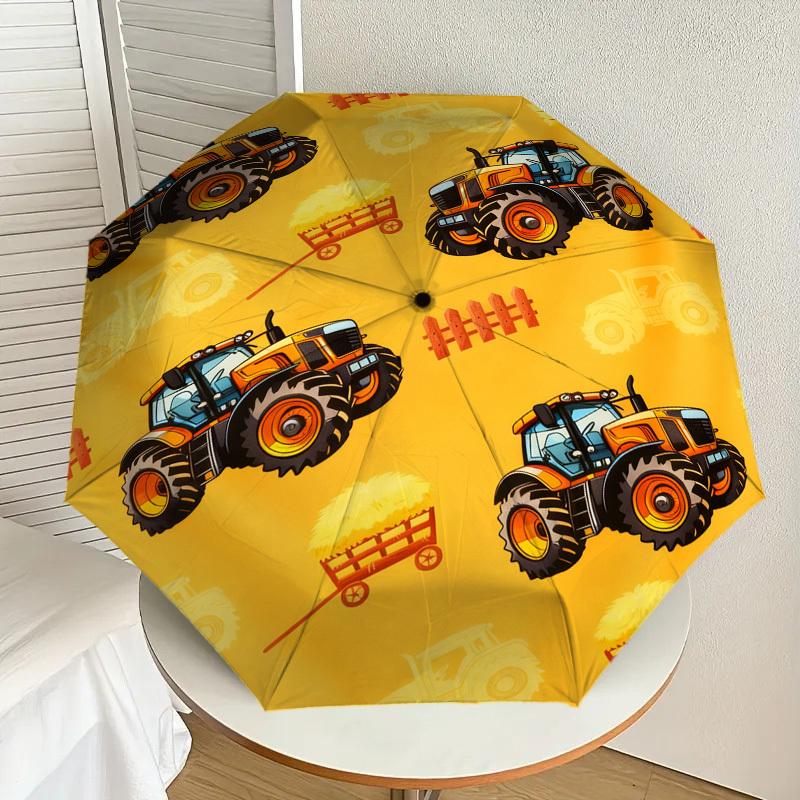 1pc Tractor Hay Pattern Umbrella Design Automatic Opening and Closing Umbrella, High-quality Travel Umbrella, C1128230
