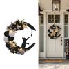 Gothic Wreath Decoration with Lights Halloween Moon Wreath with Black Cat Halloween Moon Cat Wreaths Halloween Decorations