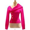 Women Asymmetric Button Cowl Neck Knit Top Long Sleeve Slim Fit Casual Elegant Solid Color Sweater