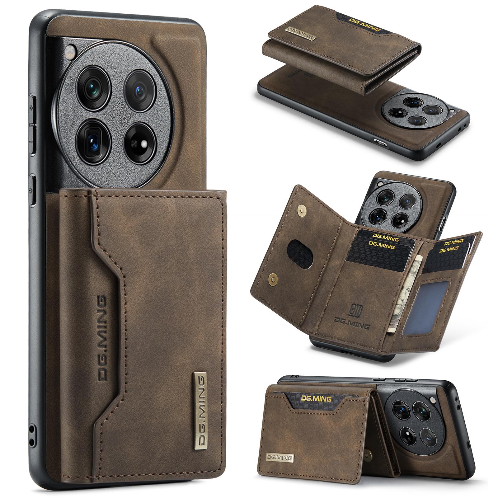 

DG.MING M2 Series for OnePlus 12 5G Kickstand Case Detachable Magnetic Wallet Phone Cover Coffee