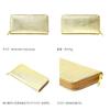AGILITY affa "Grotto" Women's Long Wallet with Round Zipper, Genuine Leather, Gold and Silver Foil