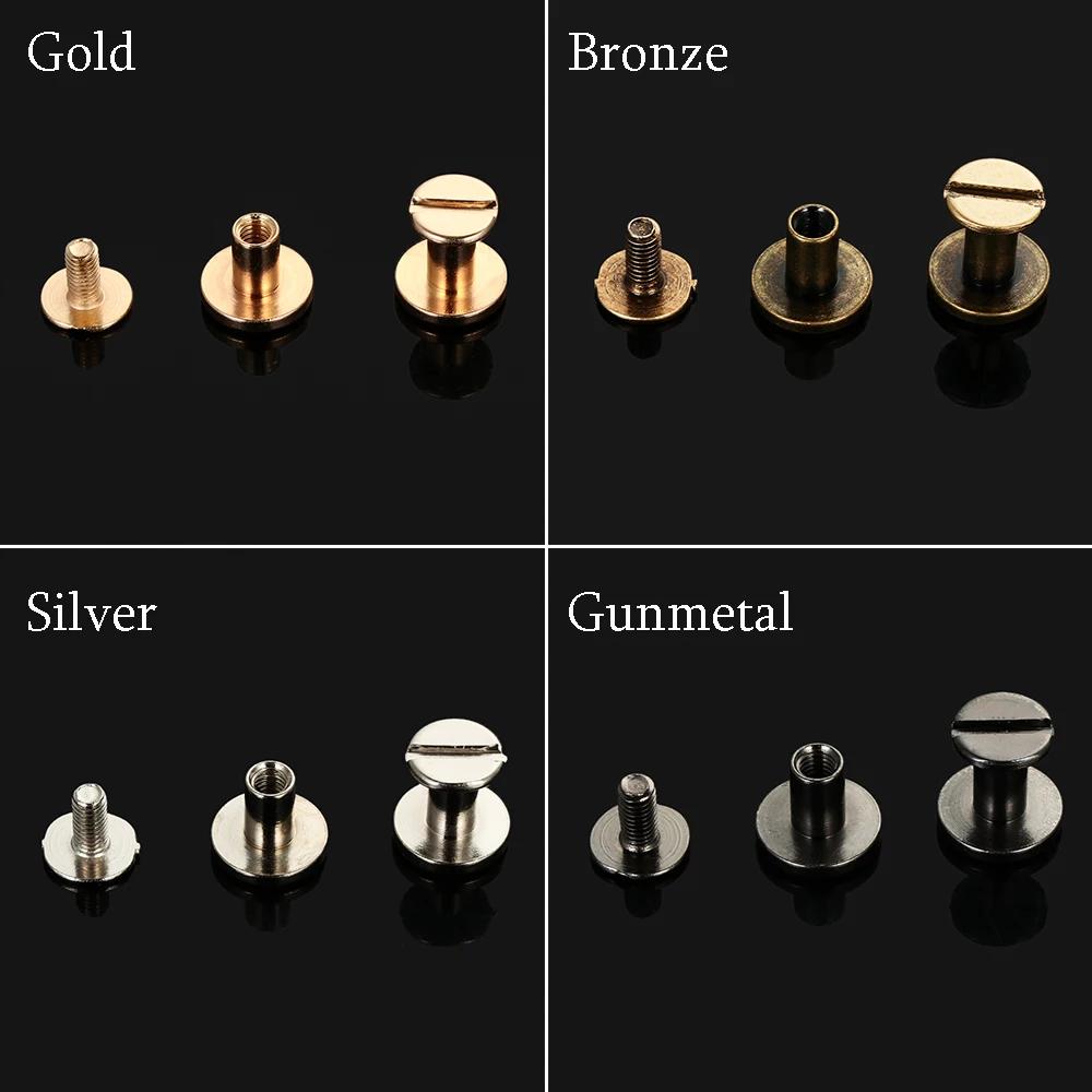 10Pcs Solid Nail Bolt Strap Rivets 5/6.5/ 8mm Screw Leather Craft Bookkeeping Round Head Screws For Luggage Clothes/Bag/Shoes