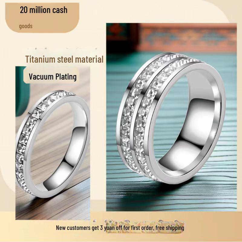 Stainless Steel Titanium Women's Ring - No-Fade, Niche Design, Ins Style, Diamond-Plated Gold-Plated, Plain Ring