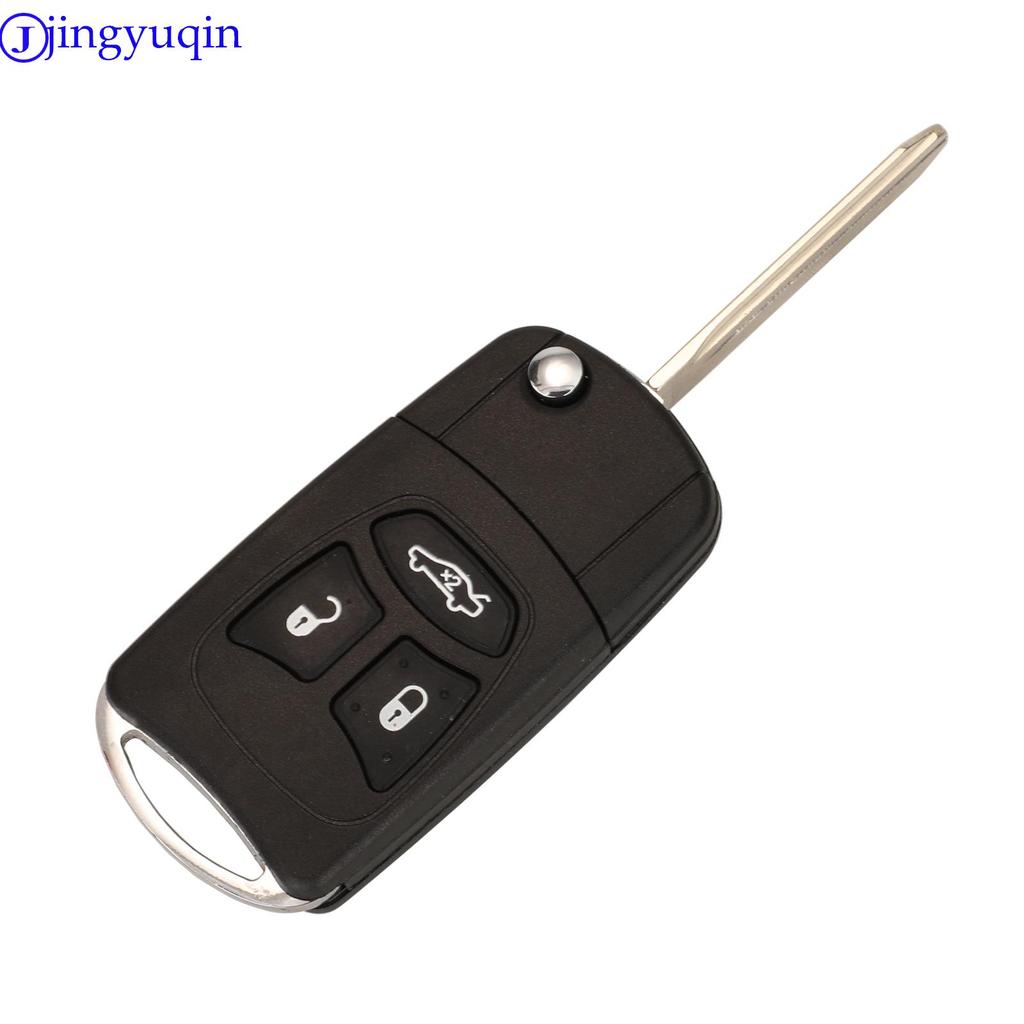 Jingyuqin Modifizierter Eintrag 3/4 Tasten Klappbarer Fernbedienungs-Autoschlüsselgehäuse-Rohling für Chrysler Town Country Dodge Grand Caravan Jeep