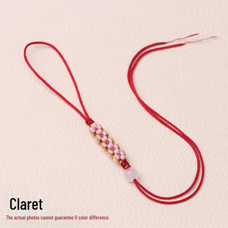 Peach Blossom Knot Phone Chain & Bag Pendant - Handmade Woven Jewelry Lanyard