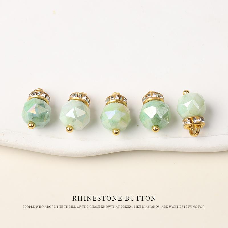 5pcs Imitation Crystal Cut Color Diamond-Encrusted Small Buttons Hanfu Cheongsam Buttons Women'S Shirt Cardigan Sweater Decorative Buttons