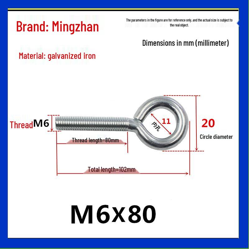 Closed Hook Eye Bolt Screw Ring Hanger - M2.5 to M8 Machine Thread
