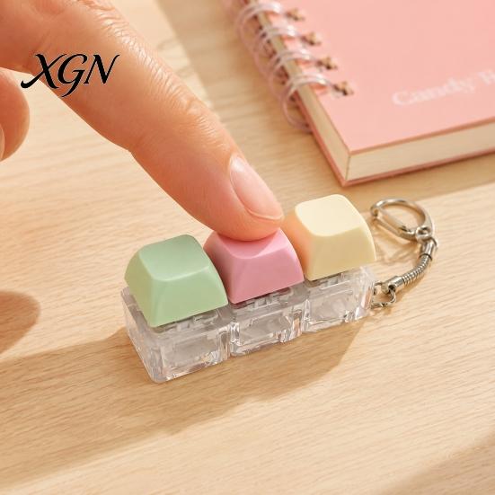 Sensory Fidget Gadget 3/4-Keys Keyboard Toy, Stress Relief Push Button Finger Students Focus Aid Clicker Keychain, Pocket Size Mechanical