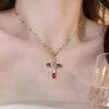 Colorful Zircon Beads Necklaces Crystal Beaded Clavicle Chain Cross Pendant Necklace  Beaded