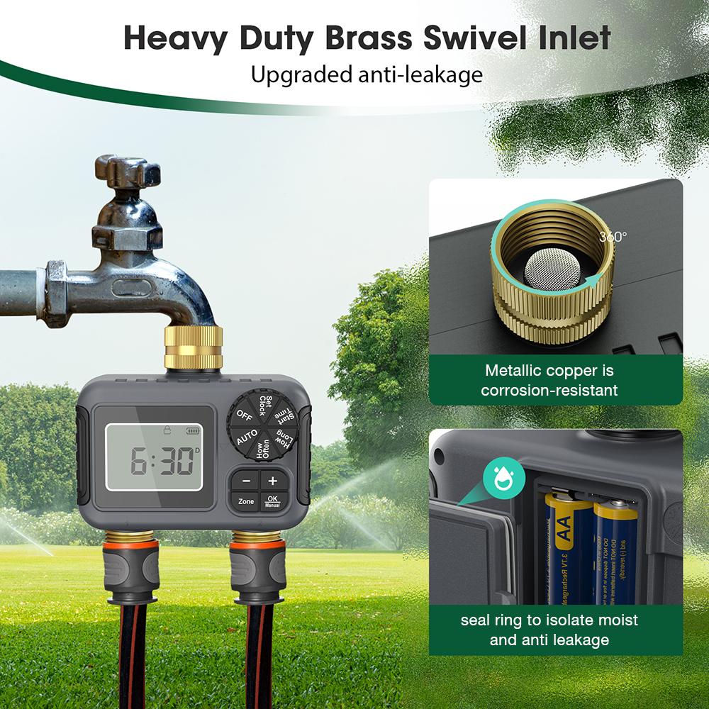 Newest 2-Way Dual Digital Water Timer Programmable Intelligent Irrigation Watering System Sprinkler Timer Drip Systems IPX5