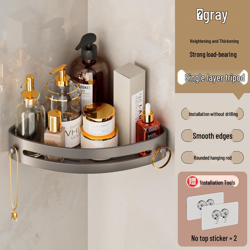Nail-Free Wall-Mounted Bathroom Storage Shelf and Organizer