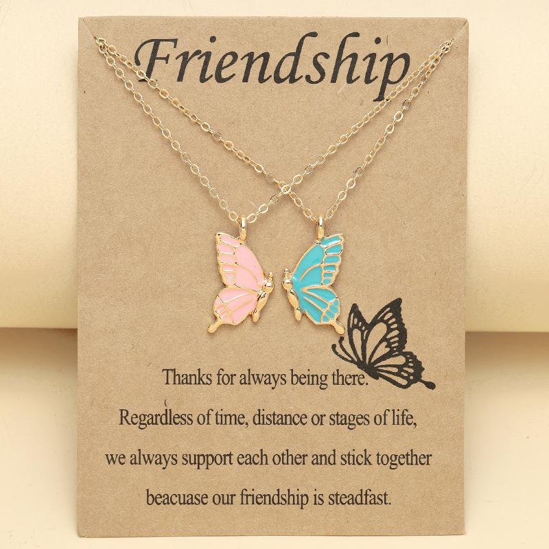 New Colorful Butterfly Collar Chain Friendship Card Good Friend Set Necklace