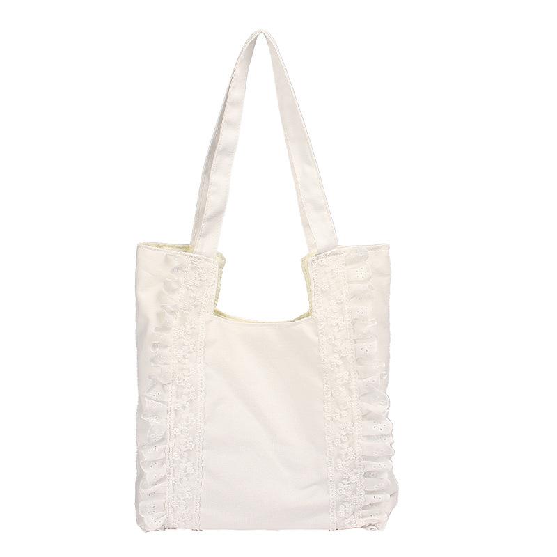 Large Capacity Canvas Bag Women's New Lace Shoulder Underarm Bag Tote Bag