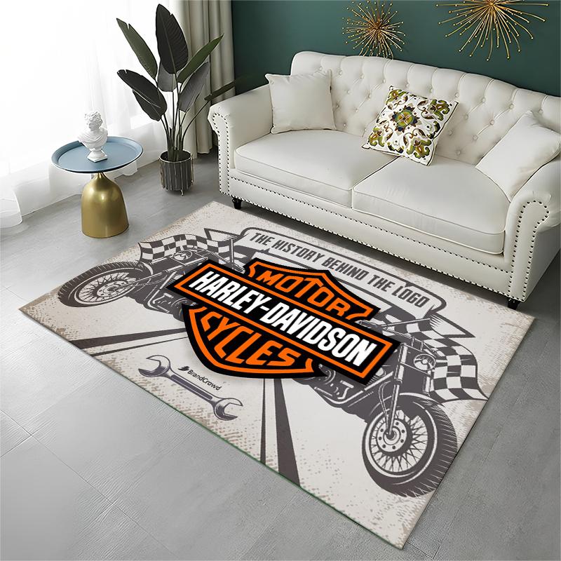 Tappeto Classico H-Harley Racing Moto per Stanza dei Giochi Camera da Letto Soggiorno Divano Decorazione Casa, Tappeto per Area Gioco Bambini Tappetino Antiscivolo