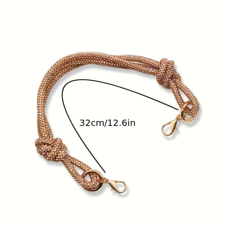1pc Handbag Chain Shoulder Strap Detachable Crossbody Shoulder Strap With Loops Knots Silver Rhinestone Style Shoulder Strap