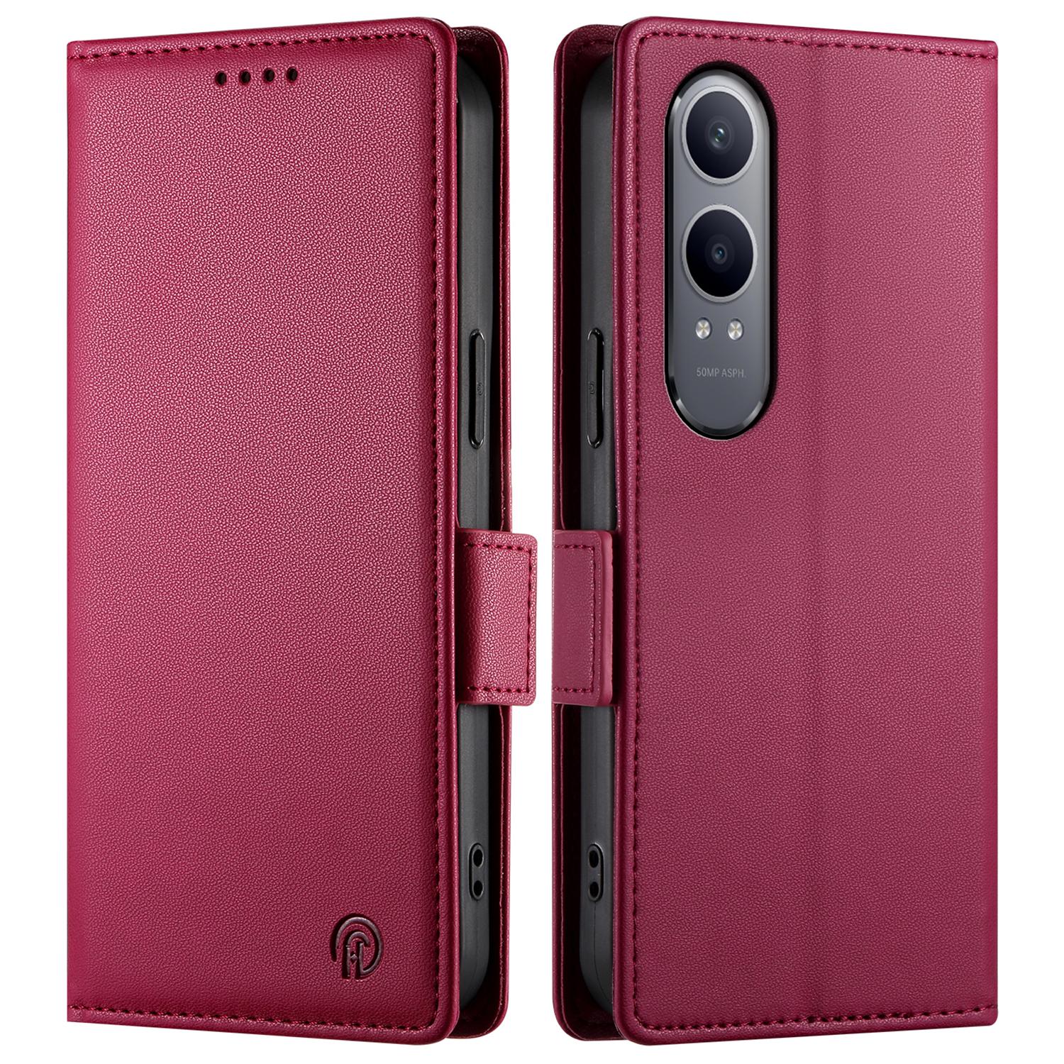 

DF-010 Для Oppo K12x 5G (Китай)/Чехол-подставка для OnePlus Nord CE4 Lite 5G, кошелек из искусственной кожи, чехол для телефона Wine Red