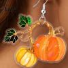 Cute Acrylic Pumpkin Drops 1 Pair Drop Earrings, 2D Fall Harvest Dangle Earrings Fun Seasonal Jewelry for Girls Women, Halloween Thanksgiving