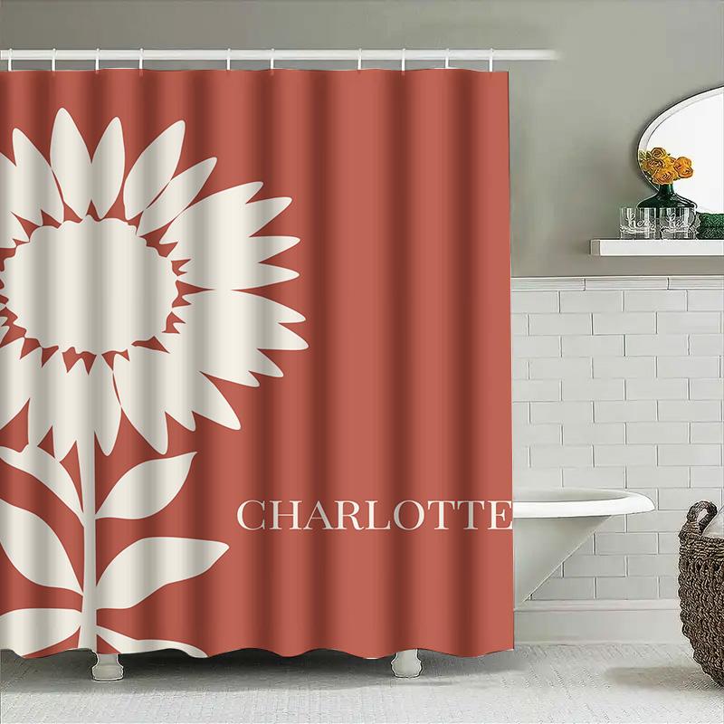 Gold Floral Shower Curtain: Black Bath Decor For Home Bathroom Waterproof Fabric 3D Print Long Shower Curtains