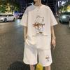 Men's Summer Waffle Knit Set: Short-Sleeve T-Shirt & Shorts 2-Piece for Teens