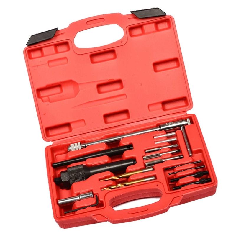 652F Heavy Duty Engine Preheat Plug Tool Collection 16Pcs Set Precisions Carbon Steels Glow Plug Removal Extractor Tool